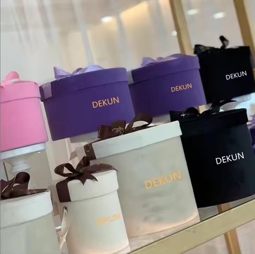 Luxury Soft Velvet Flower Floral Boxes Beige Gray Suede Hat Paper Cardboard Round Rose Cylinder Box for Flowers with Custom Logo