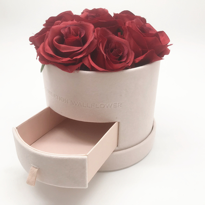 comprar Caixa de presente de flores de veludo de cilindro rosa com gaveta e embalagem redonda de caixa floral Fabricação em linha