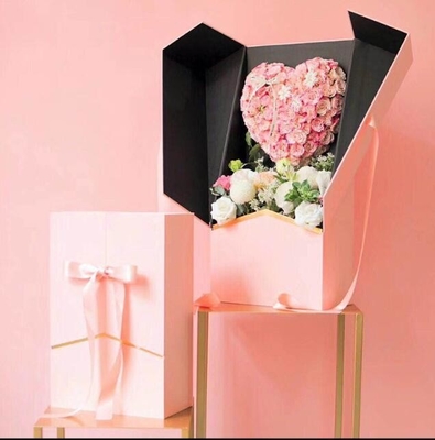comprar Bouquet de presente Caixas de embalagem floral Flores personalizadas Rosa de caule longo Caixa Decoração de fita retangular Fabricação em linha