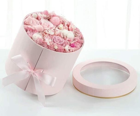 Buy Waterproof Rotating PVC Round Flower Packaging Boxes Eternal Rose Gift Packaging Double Layer 17*20CM online manufacture