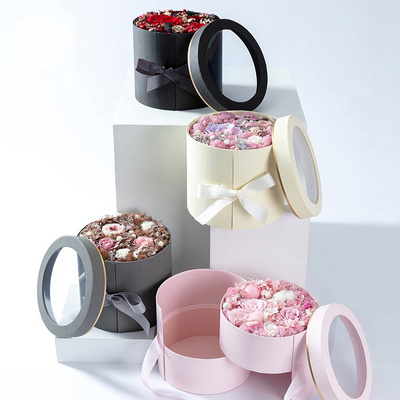 comprar Caixa Redonda de Chapéu para Flores do Dia das Mães com Janela de PVC Transparente, Embalagem Floral, Laminação Fosca e Brilhante Fabricação em linha