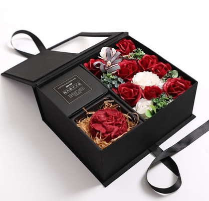 Buy Valentine'S Day Paperboard Cardboard Black Flower Box For Red Roses Gift Soap Flower Bulk online manufacture