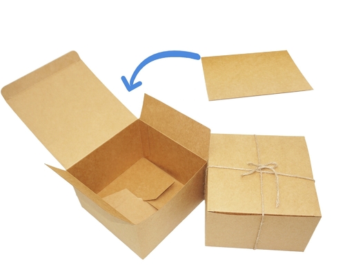 Buy Square Recyclable Paper Kraft Cardboard Gift Boxes 6x6x4 Inch For Bakery Cupcake online manufacture
