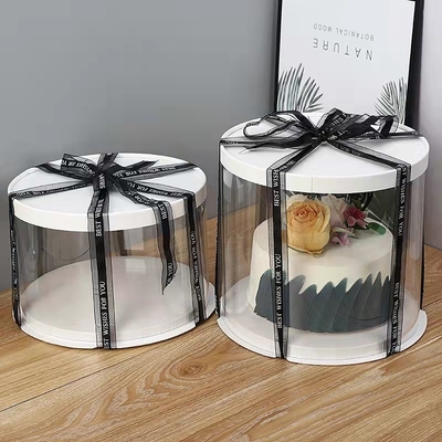 Buy Round Tall Clear Plastic Disposable Cake Gift Box Transparent For Wedding Birthday online manufacture